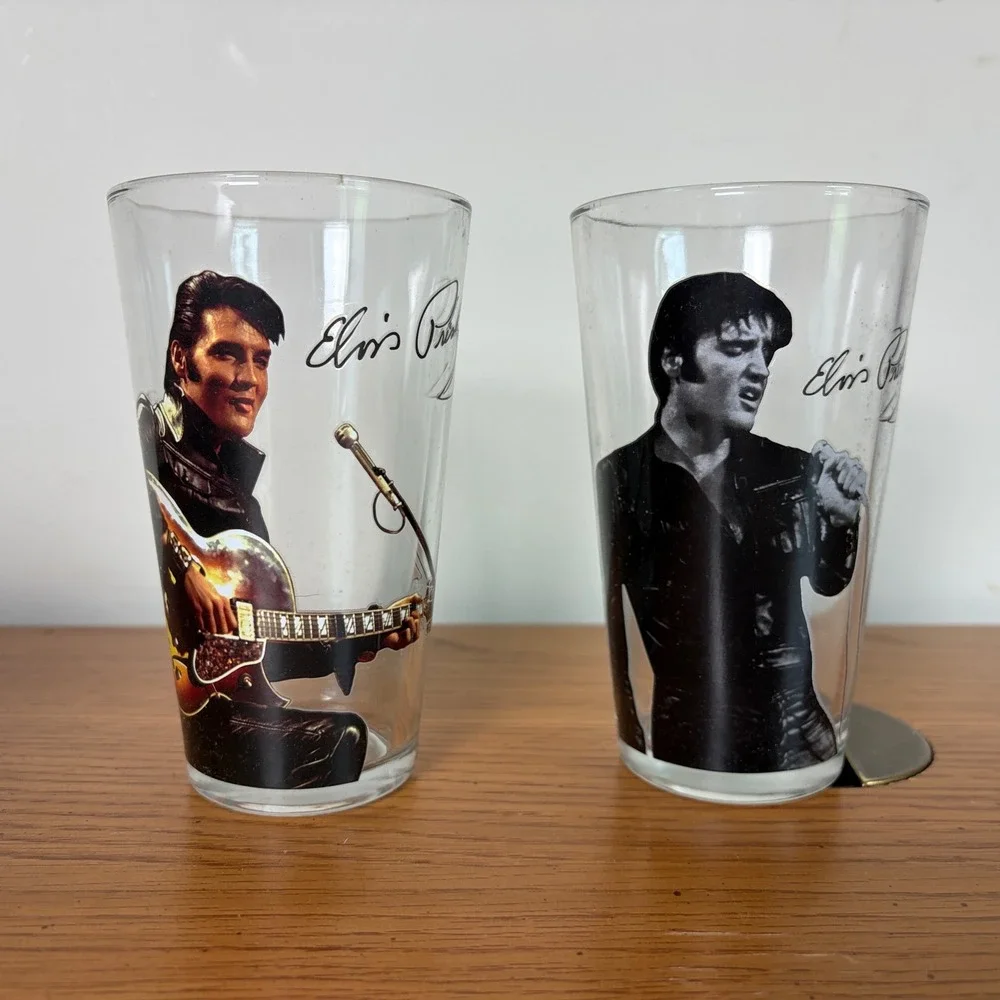 Elvis Presley Pub Glass Set 16oz Silver Buffalo Rock and Roll Memorabilia 2pk